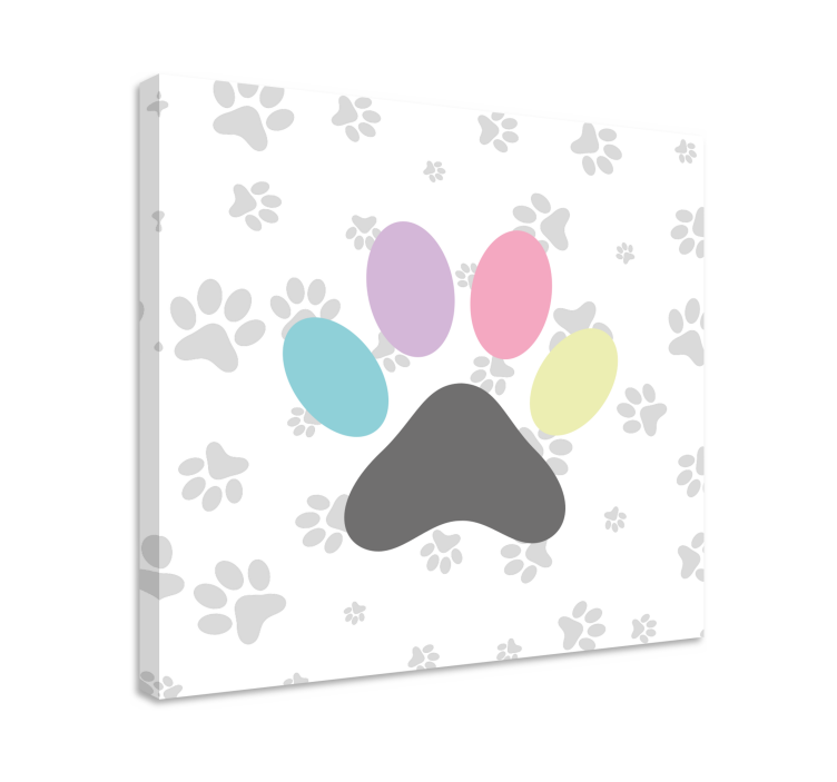 Tableau chiens empreintes de pattes colorées - TenStickers