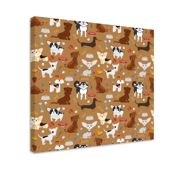 Tableau chiens chiots marron - TenStickers