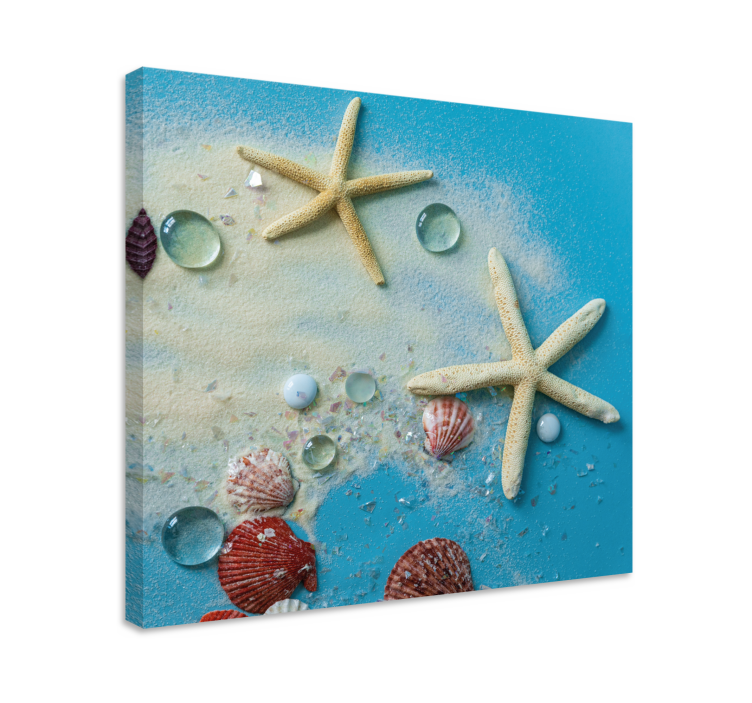 Tableau 3D étoiles de mer sur sable coloré - TenStickers