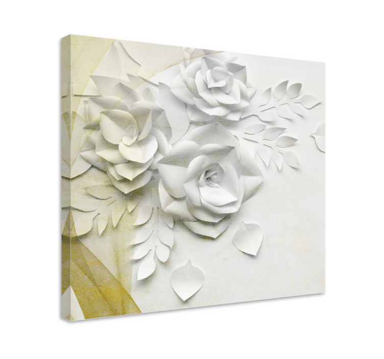Tableau 3D fleurs blanches élégantes - TenStickers