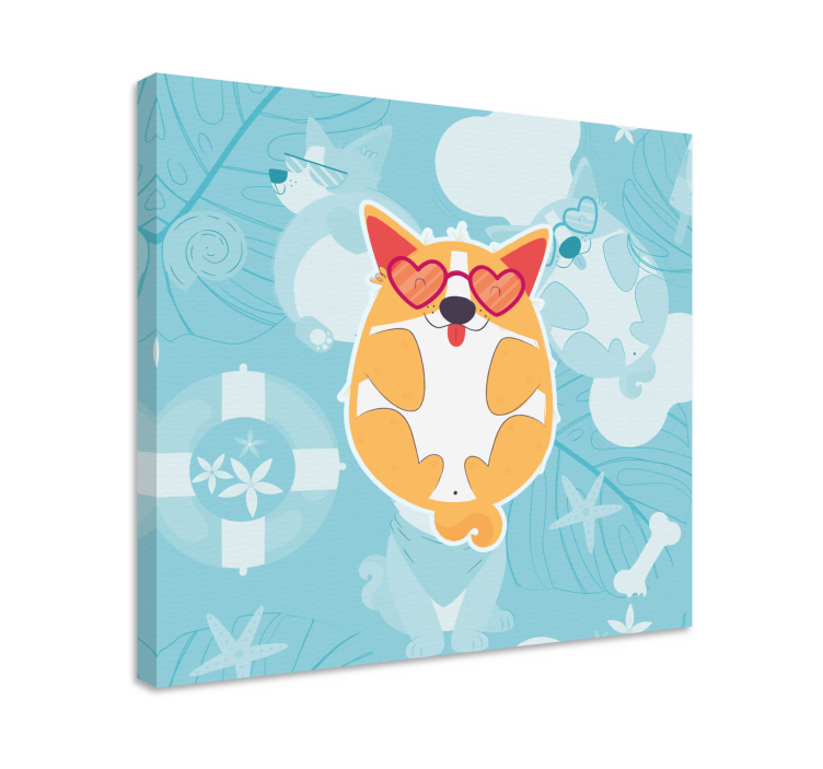 Tableau chiens corgi charmant relaxant - TenStickers