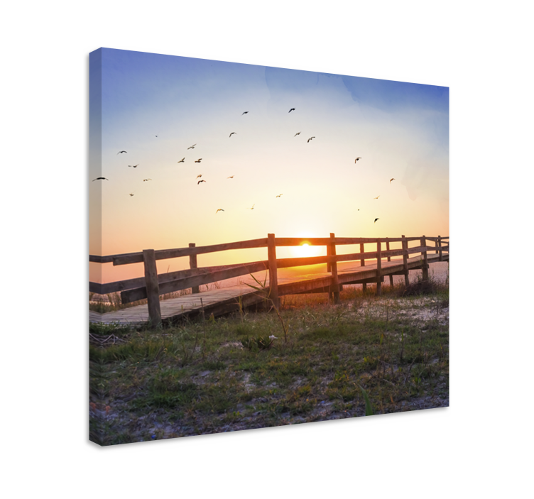 Tableau paysage vue de coucher de soleil serein - TenStickers