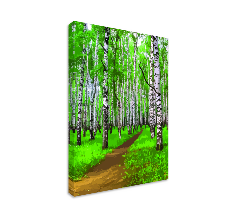Tableau arbres chemin luxuriant de bouleaux - TenStickers