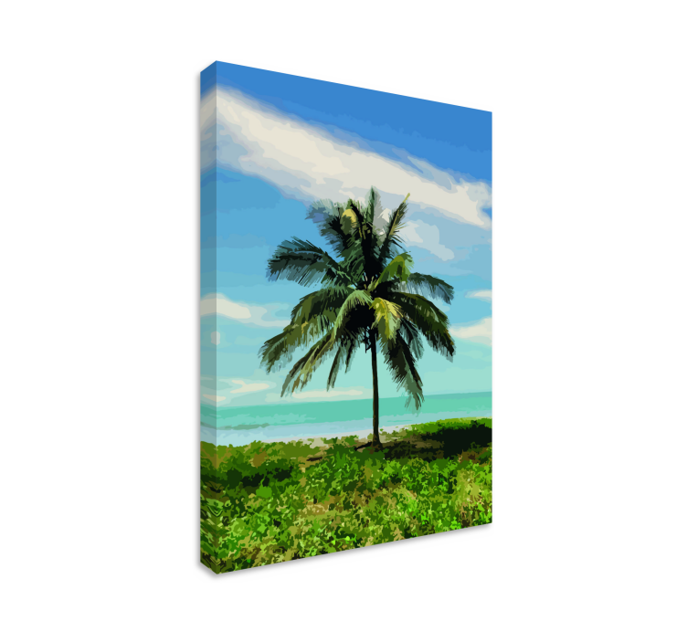 Tableau paysage oasis de palmiers sereins - TenStickers