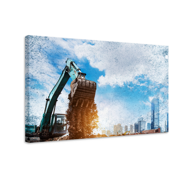 Tableau villes et pays excavatrice paysage urbain - TenStickers