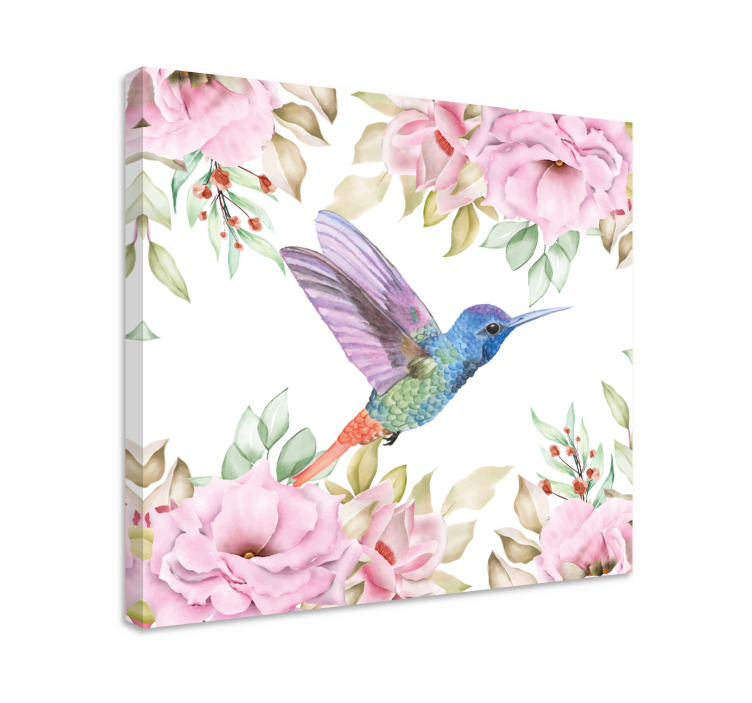 Tableau oiseaux colibri parmi les roses - TenStickers