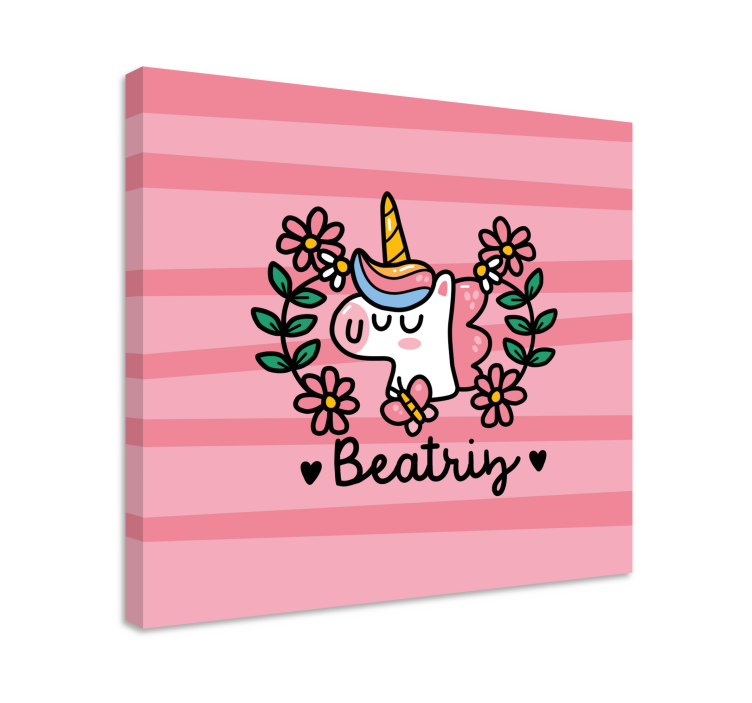 Tableau licorne fleuri mignon - TenStickers