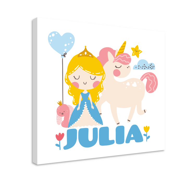 Tableau enfants princesse avec licorne - TenStickers
