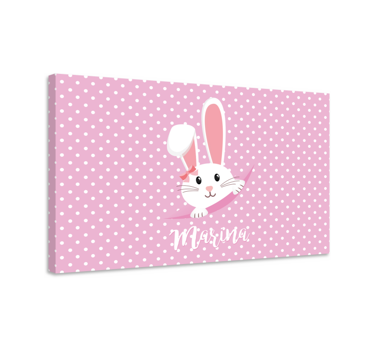 Tableau chambre bébé Lapin mignon pour fille avec nom - TenStickers