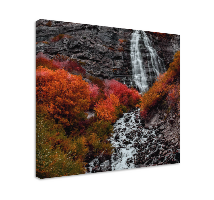 Tableau paysage cascade d'automne - TenStickers