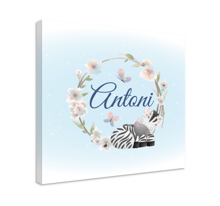 Tableau bébé motif floral zébré - TenStickers