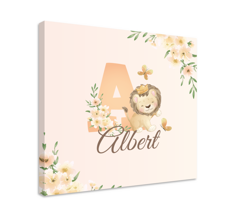 Tableau 3d lion mignon et fleurs - TenStickers
