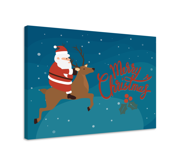 Tableau personnage père noël sur renne - TenStickers