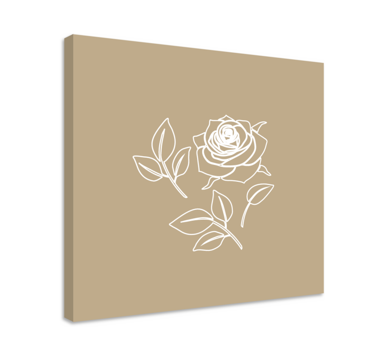 Tableau fleurs Fond beige sticker rose détaillé - TenStickers