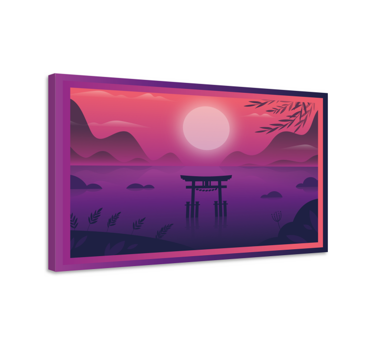 Tableau oriental porte torii du coucher de soleil - TenStickers