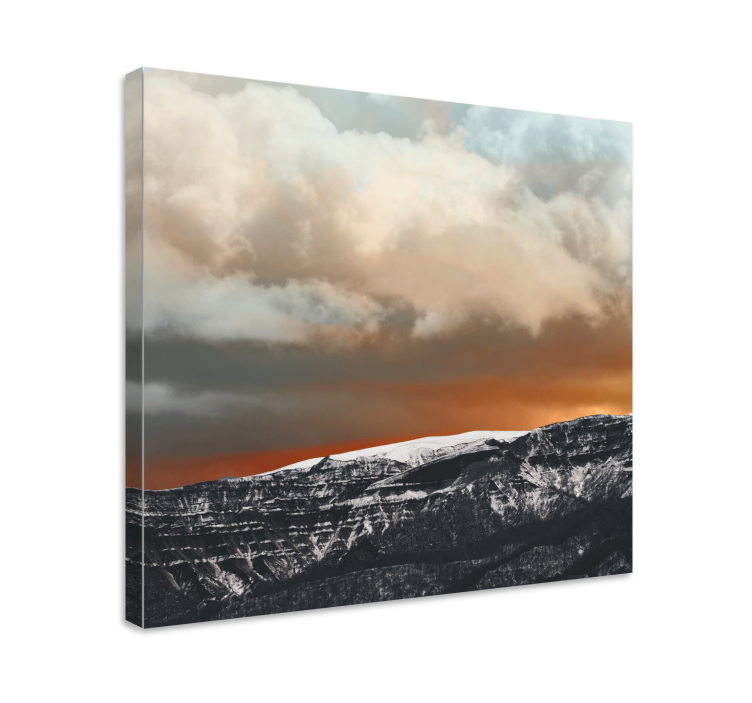 Tableau paysage vue sur le coucher de soleil montagneux - TenStickers