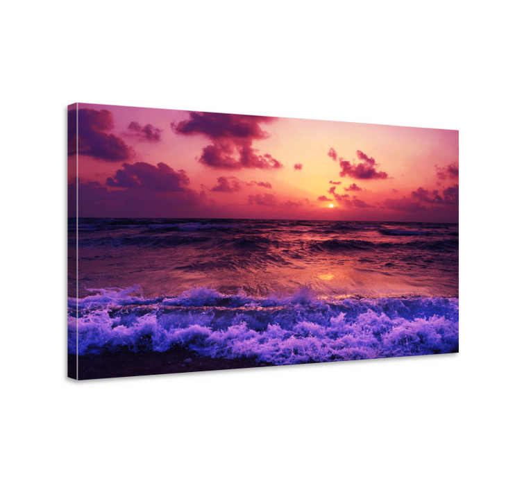 Tableau paysage vagues de coucher de soleil vibrantes - TenStickers