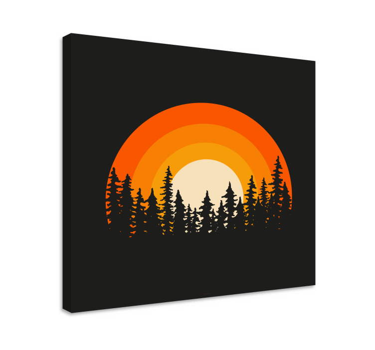 Tableau paysage silhouette de coucher de soleil stylisée - TenStickers