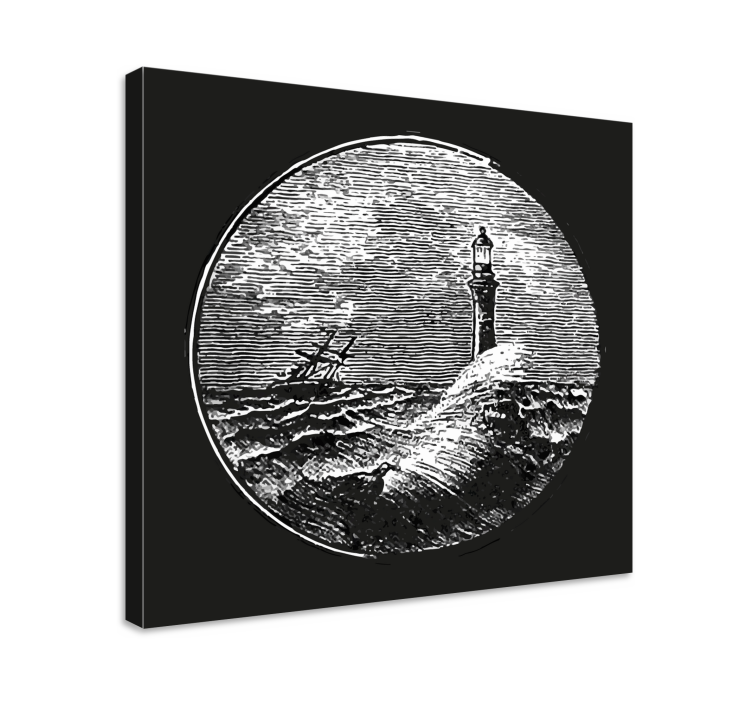 Tableau paysage phare au milieu des vagues - TenStickers