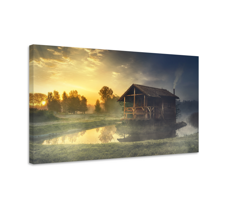Tableau paysage reflet de cottage rustique - TenStickers