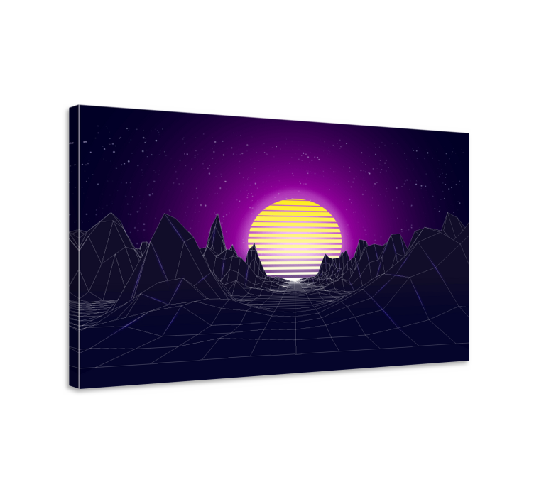 Tableau moderne paysage géométrique de coucher de soleil - TenStickers