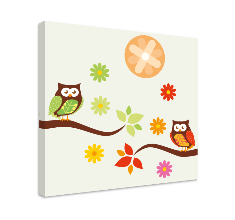 Tableau animaux famille de hiboux enchantée - TenStickers