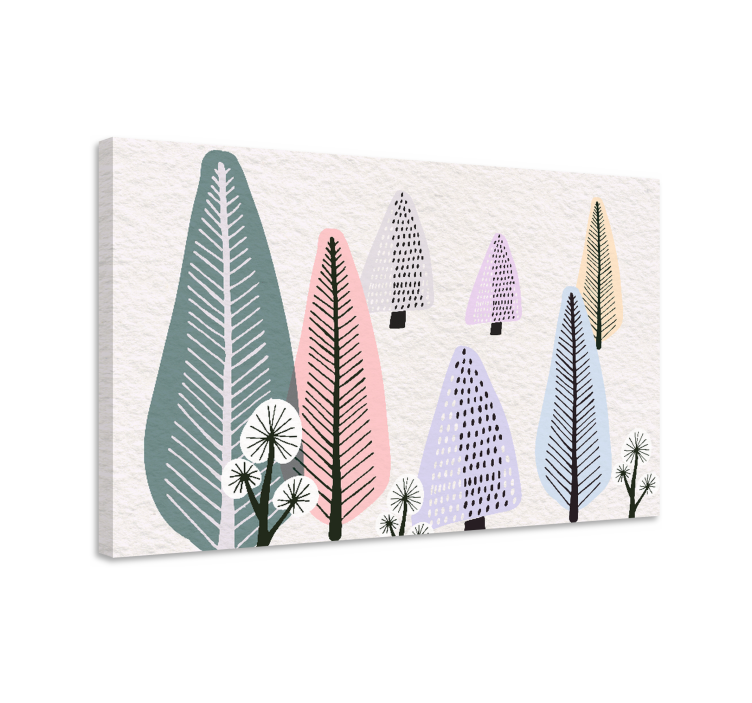 Tableau arbres forêt colorée scandinave - TenStickers