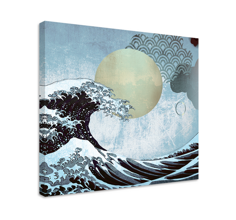 Tableau paysage vagues et lune - TenStickers