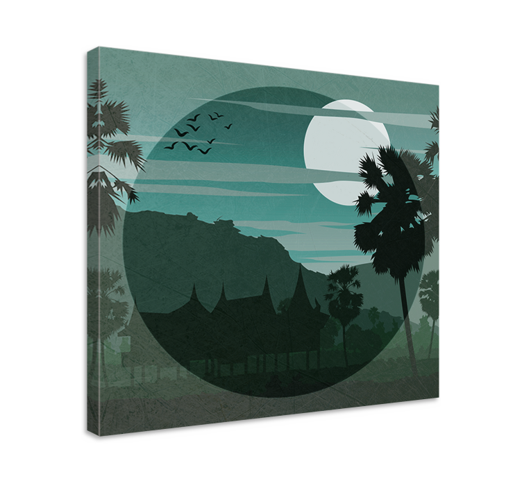 Tableau paysage vue paisible au clair de lune - TenStickers