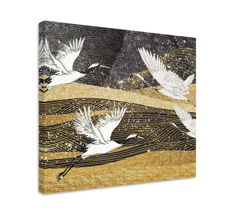 Tableau fleurs envol de grues gracieuses - TenStickers