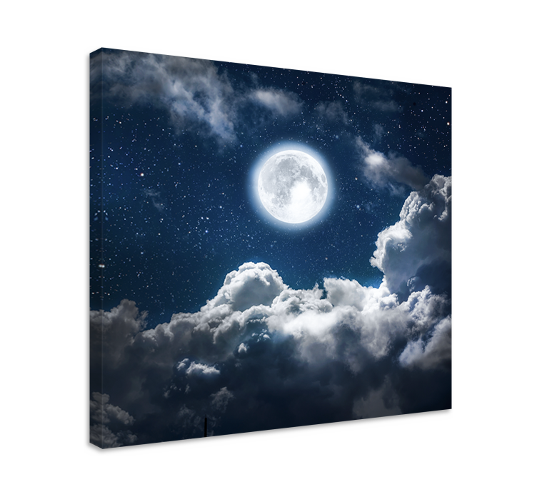Tableau pleine lune entourée de nuages - TenStickers