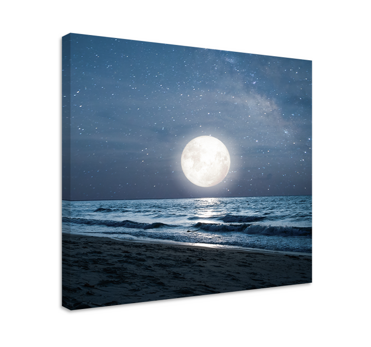 Tableau paysage Beau clair de lune sur la pleine lune de l'océan - TenStickers