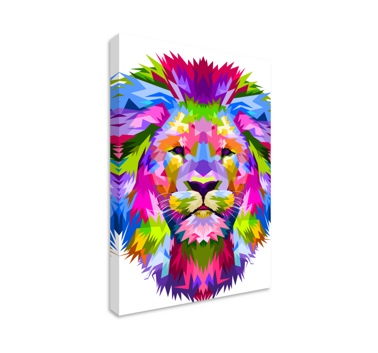Tableau géométrique Lion couleurs vives - TenStickers