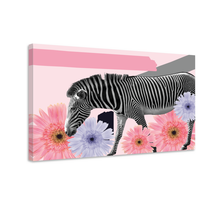 Tableau animaux zèbre parmi les fleurs - TenStickers