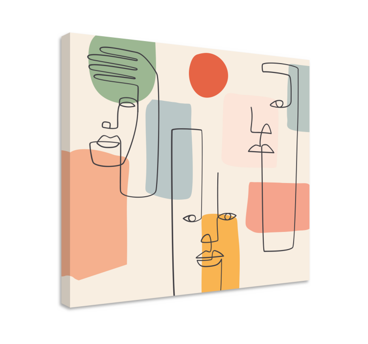 Tableau abstrait visages en lignes minimalistes - TenStickers