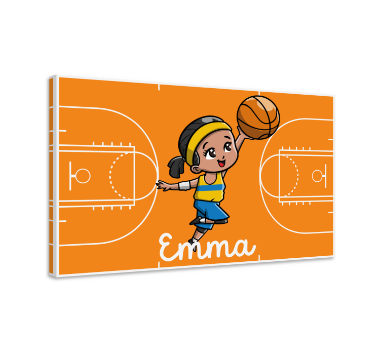 Tableau enfants fille jouant au basketball - TenStickers