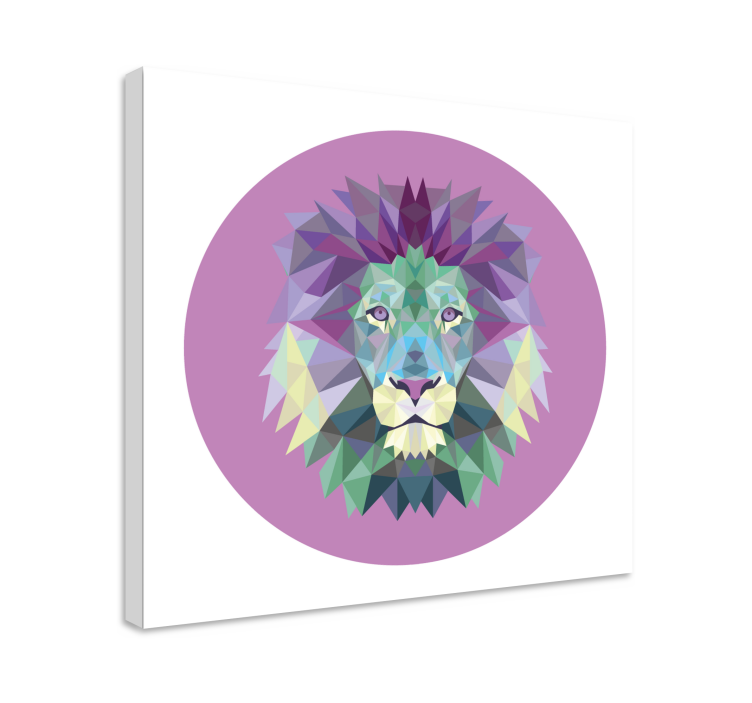 Tableau animaux tête de lion géométrique - TenStickers