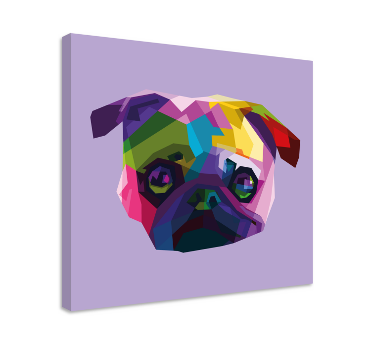 Tableau chiens tête de carlin colorée - TenStickers