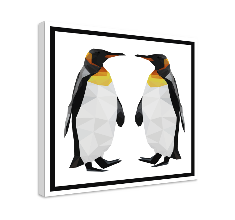 Tableau 3d pingouins géométriques - TenStickers