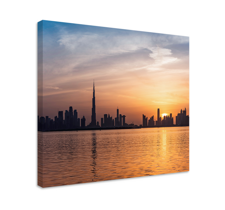 Tableau villes et pays skyline de dubaï au coucher du soleil - TenStickers