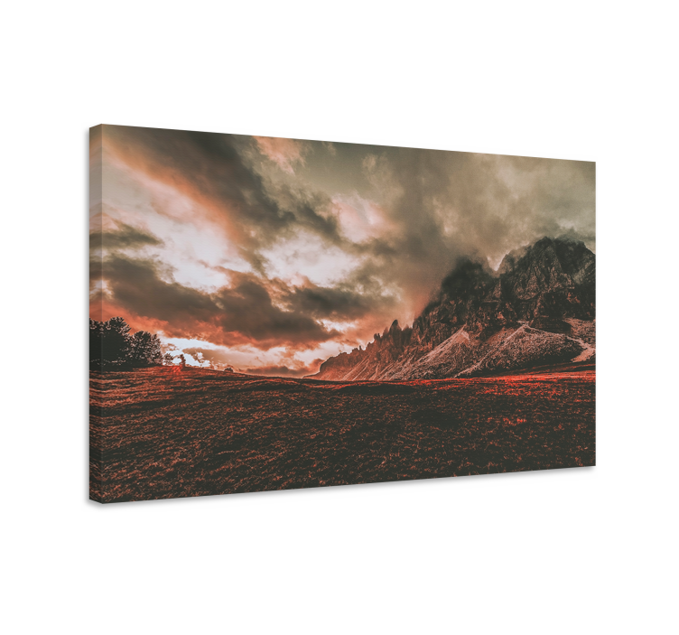 Tableau paysage coucher de soleil dramatique en montagne - TenStickers