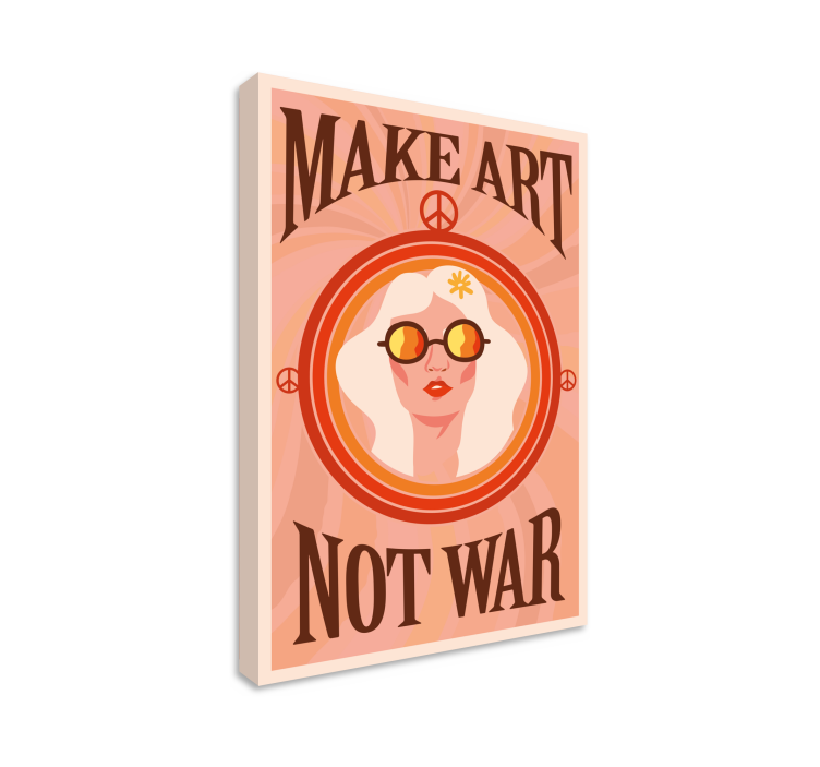 Tableau affiche hippie rétro make art not war - TenStickers