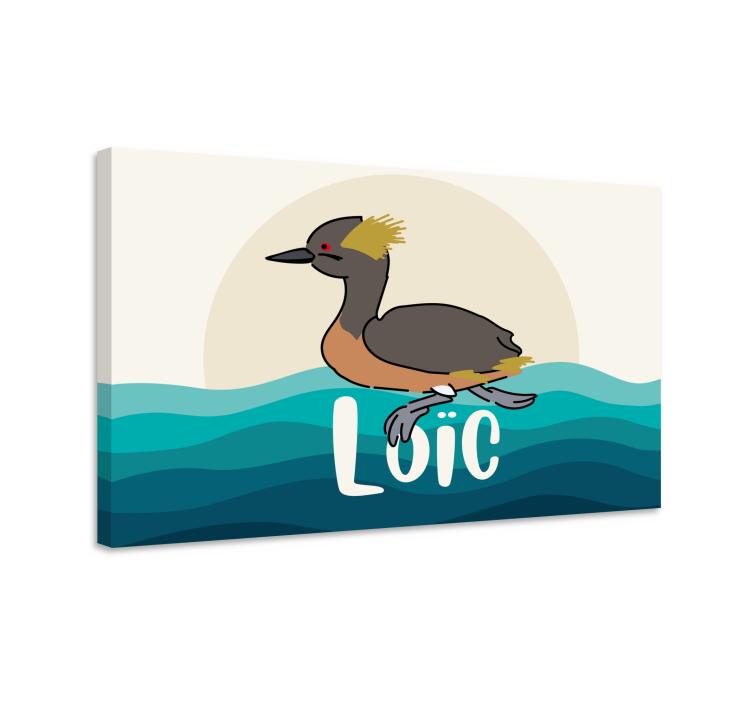 Tableau Grèbe à cou noir prénom personnalisable - TenStickers