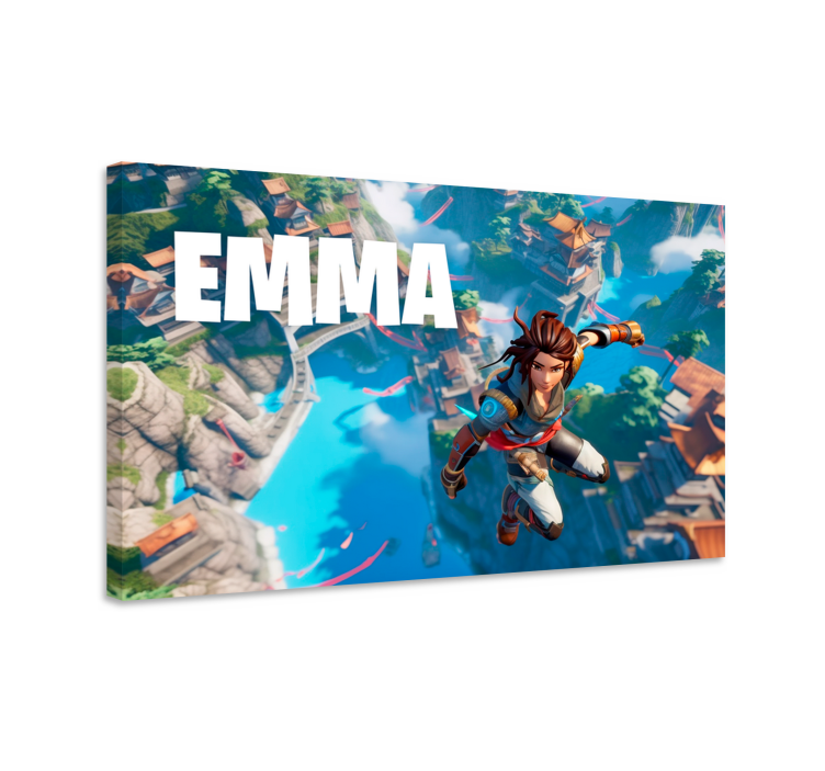 Tableau jeu vidéo saut dans le vide avec prénom - TenStickers