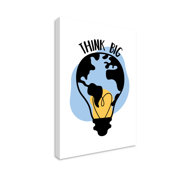 Tableau motivation monde ampoule "Think big" - TenStickers