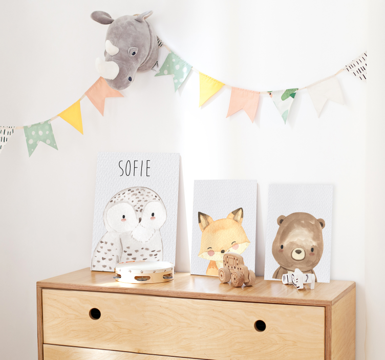 Tableau chambre enfant bébé ours avec nom - TenStickers