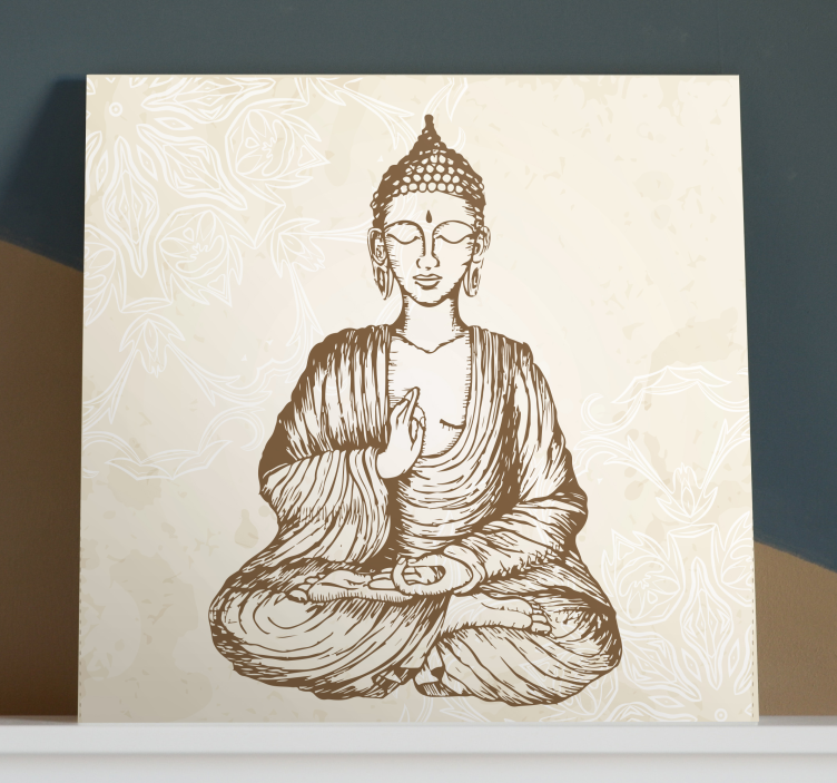 Tableau bouddha Buda vintage floral - TenStickers