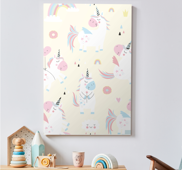 Tableau licorne motif de licornes ludiques - TenStickers