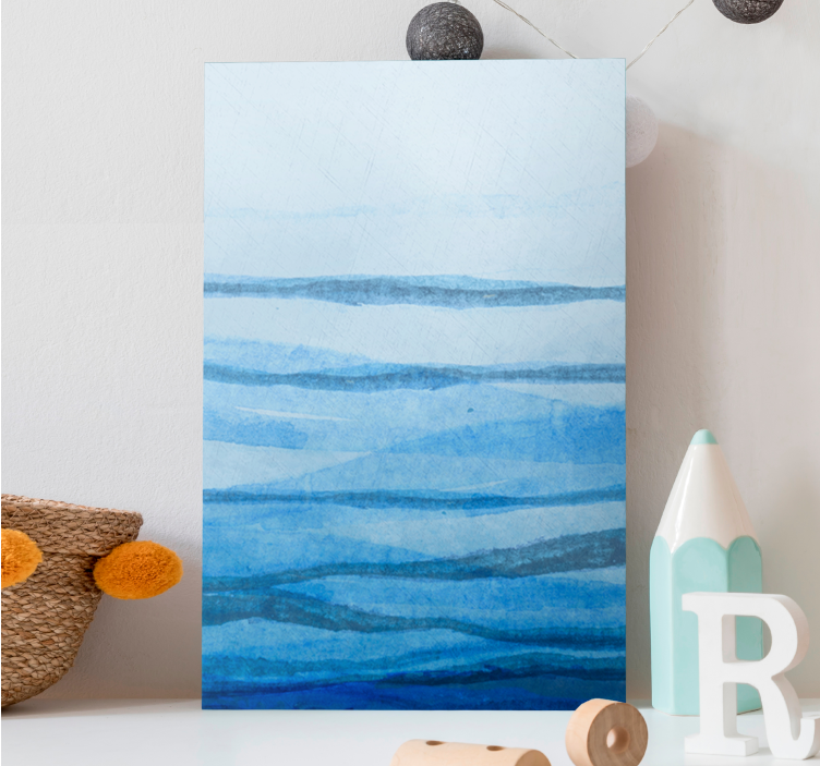 Tableau moderne Stipes à effet ombré dans les tons bleus - TenStickers