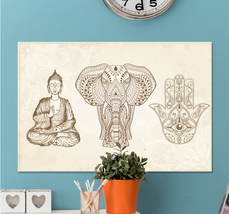 Tableau moderne Symbole de la main de bouddha hamsa - TenStickers